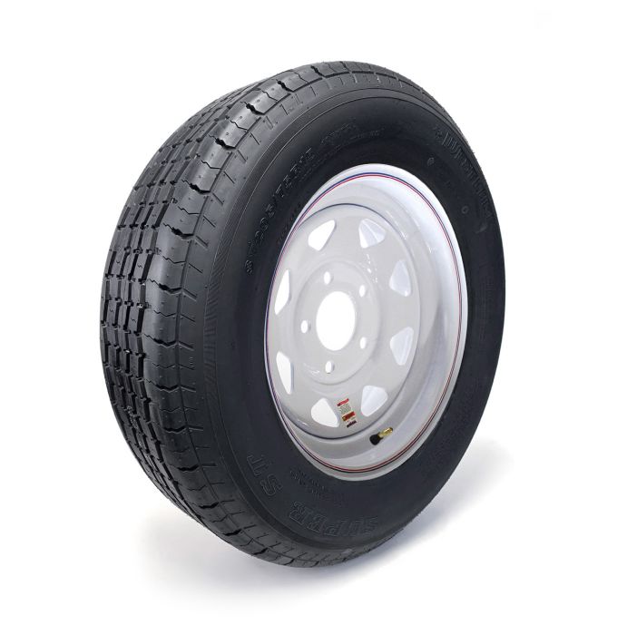ST20575R15 TIRE ON WHITE 5 HOLE RIM - CT2057515W5