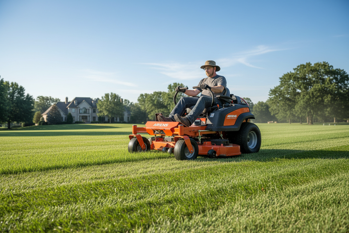 ariens zero turn mower in use