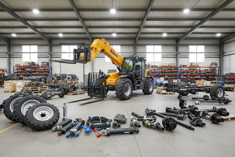 SANY Telehandler surrounded by parts